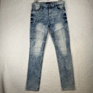 Southpole Jeans Men's 34x32* Acid Wash Moto Stretch Skinny Light Sand Blue